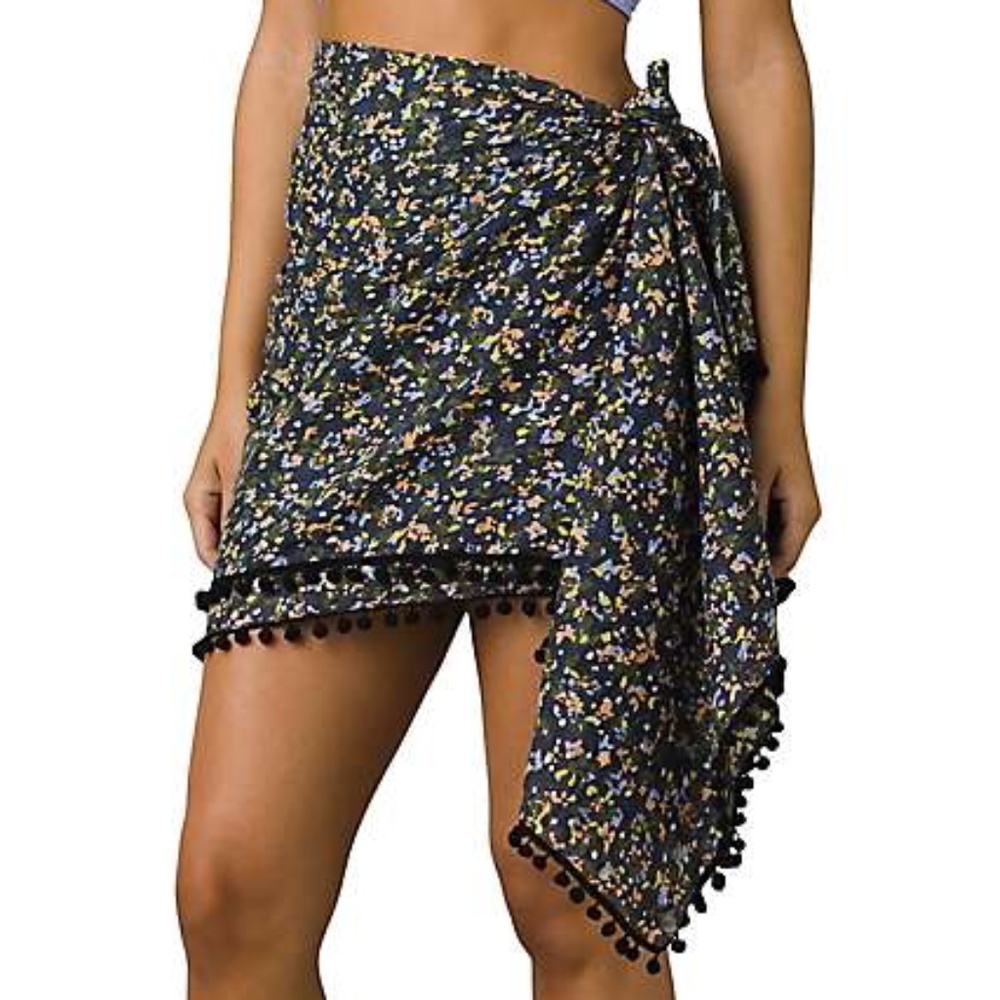 PrAna Serong Swim Coverup Tassle Wrap Skirt